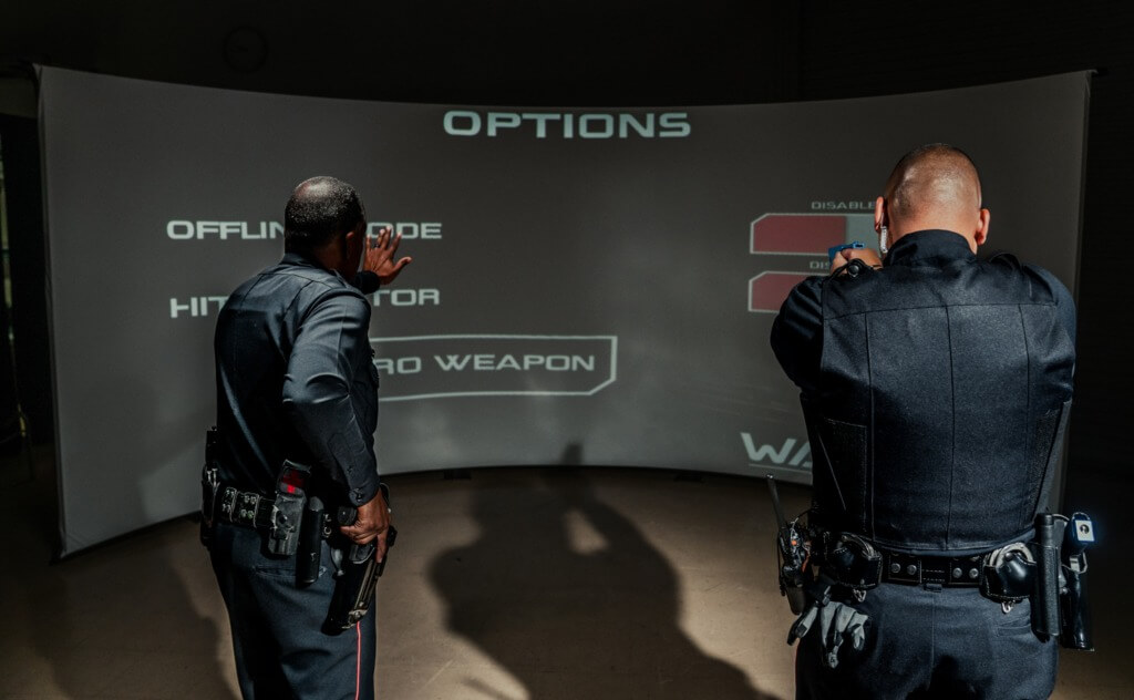 cops using simulator by laser shot